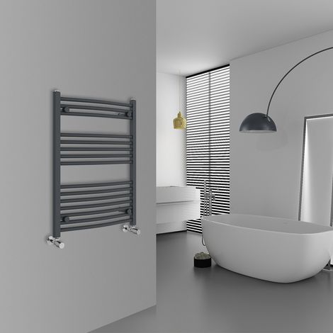 WarmeHaus Curved Anthracite Bathroom Ladder Radiator 800x600mm (1/5)