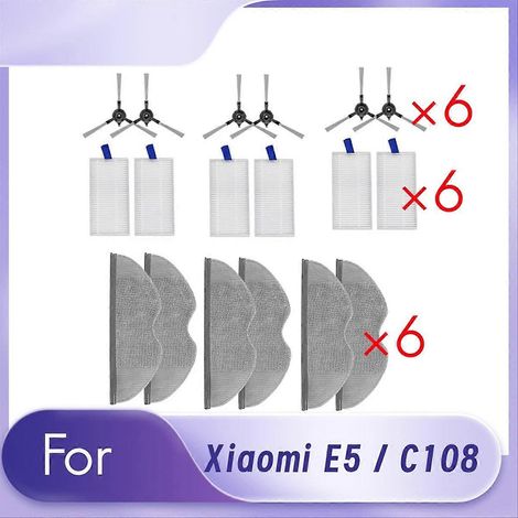 18-teiliges Zubehör für den Xiaomi E5 / C108 Saugroboter: Zubehör, Ersatzteile, Hauptbürste und Besen.