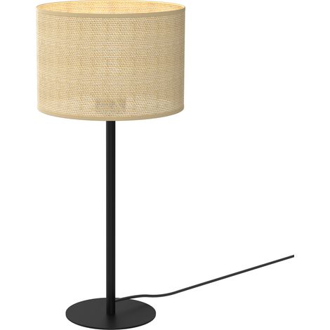 Lampe table noire abat-jour jute beige Ø25 E27 Luminex