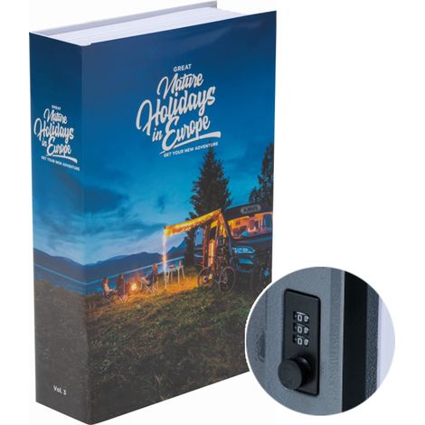 ABUS Book Safe con serratura a combinazione, scomparto segreto per oggetti di valore, camuffato come libro, con cassetta portavalori in acciaio, blu (1/5)