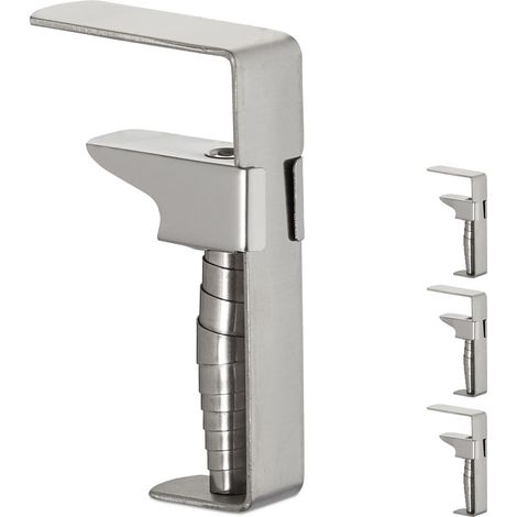 Relaxdays Clip Fermatovaglia Regolabile, Set da 4 Morsetti per Tavoli Spessi, Acciaio, fino a 4,2 cm spessore, argento (1/5)