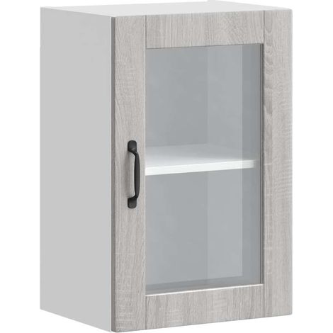Küchen-Hängeschrank mit Glastür Porto Grau Sonoma