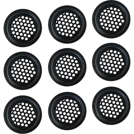 10 Pièces Grille de Ventilation Noire, Couverture de la Grille 25mm, Acier Inoxydable Mailles de Ventilation, Couvercle D'aération pour Armoires, Bibliothèques, Meubles à Chaussures (1/5)