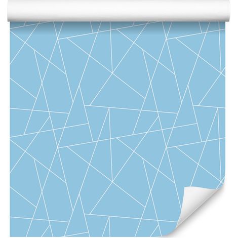 Carta da parati con motivo geometrico azzurro, forme morbide 50x1000 cm (1/5)