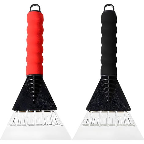 2 Pack Heavy Duty Ice Scraper for Car Windscreen & Windows - Non Scratch Snow Remover with Ergonomic Grip, Fast & Efficient Frost Removal Tool for Cars, Trucks, SUVs (Red & Black)