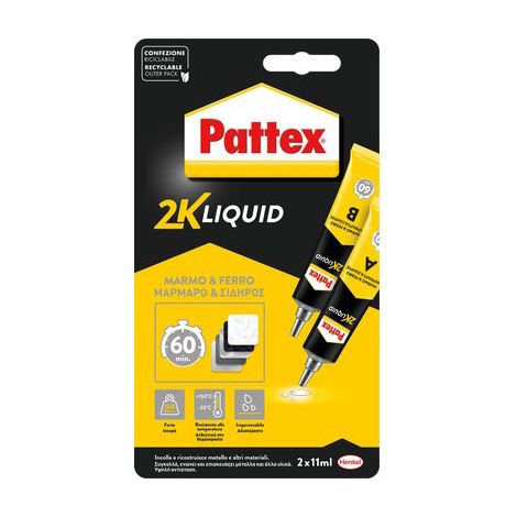 PATTEX POWER EPOXY MARMO E FERRO 60 MIN - TUBETTO 2XML 15- 3 pezzi