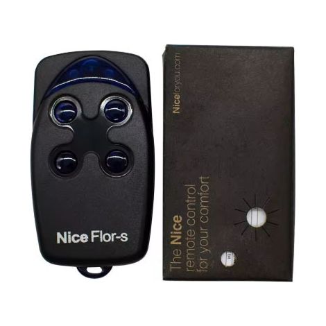 Télécommande de porte de garage Nice Flor-S, FLO2R-S FLO04R-S émetteur de télécommande de contrôle d'accès à code tournant 433 MHz, compatible avec les ouvre-portes de garage Nice. (1/5)