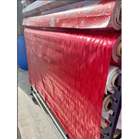 Nappe Toile Cirée De Noël – Métallisé Houlis Rouge - Au Mètre - 140 x 100 cm