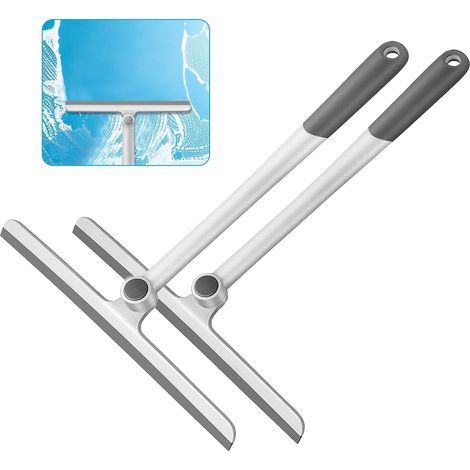 Set mit 2 um 360° drehbaren Duschabziehern aus Gummi für Glastüren, Fliesen und Wände, grau (1/5)
