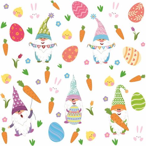 Décorations de Pâques pour fenêtres : œufs de gnome, poussins de dessin animé, autocollants muraux pour la maison des enfants (1/4)