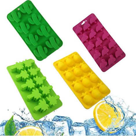 Süßigkeitenform – Flexible Silikon-Eisform – Kaktus-, Kokosnuss-, Kirsch- und Ananasformen – 4er-Set (1/5)
