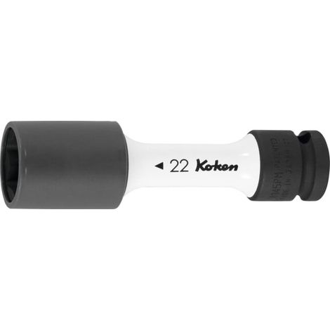 KO-KEN Douille IMPACT 6 pans, 1/2 pouce mince, avec gaine en plastique, Ouverture: 19 mm