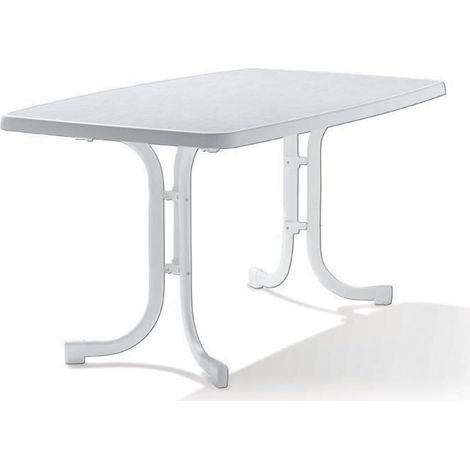 Table de Jardin Ovale Acier Blanc 150 x 90 x 72 cm (1/5)