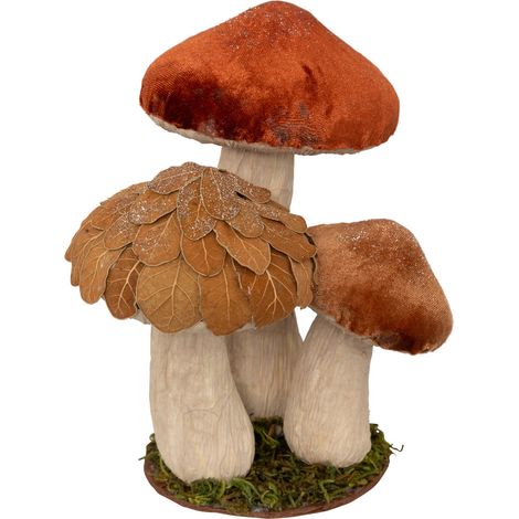 Déco de Noël Trio de Champignons velours pailleté H 21 cm - Feeric Christmas (1/4)