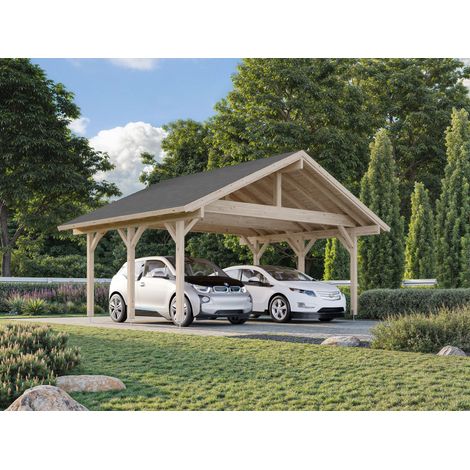 Garage en bois Robert 20,6 m2 Naturel (1/4)