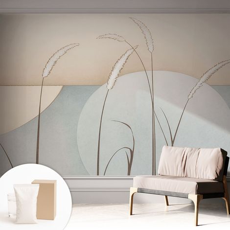 Papier peint intissé à motifs décoratifs pour salon chambre et bureau Décoration murale élégante avec colle Herbes douces 312x219 cm (1/5)