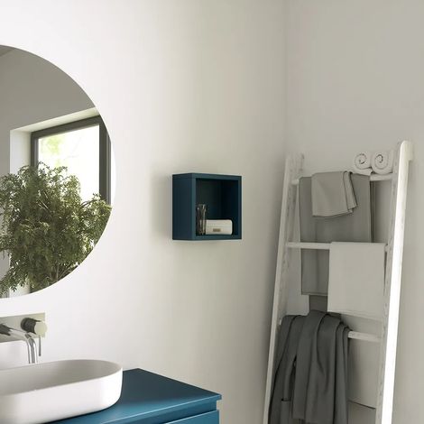 Meuble suspendu de salle de bain ouvert 25x25cm couleur bleu saphir Ardenne (1/4)