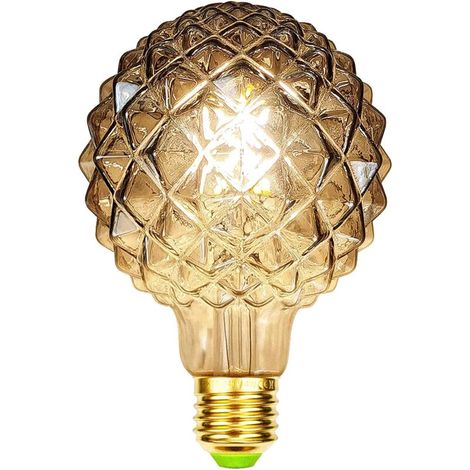 Retro-LED-Filament-Edison-Glühbirnen, 4 W, Rauchglas, 220/240 V, E27-Kristall, dekorative Glühbirnen, Art-Deco-G95-Kristall (Ananas) [Energieklasse D]