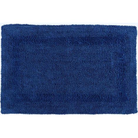 HOMESCAPES Tapis de bain en coton, 50 x 80 cm – Bleu marine