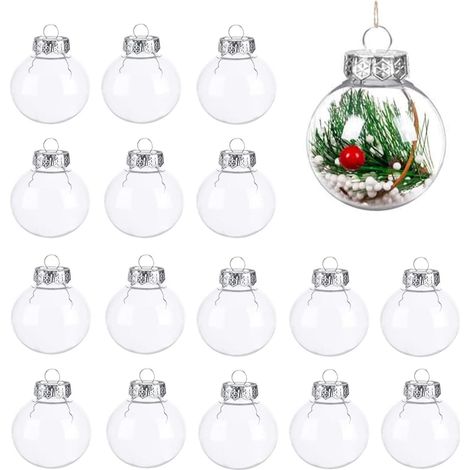 Bolas De Navidad Transparentes - 6 cm - Acrílico PP - Rellenables - Para Árbol De Navidad Y Manualidades - 16 Unidades (1/5)