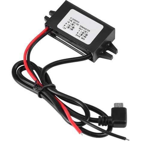 Convertisseur abaisseur DC-DC 12 V vers 5 V 3 A avec micro-connecteur USB coudé (1/5)
