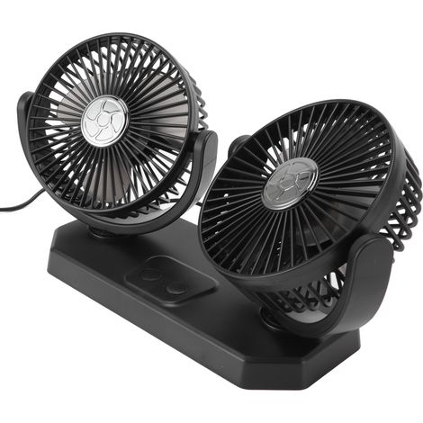 12V Doppelkopf-Elektroventilator mit doppelter Steuerung, 3 Geschwindigkeitsstufen, starker Luftstrom, USB-Ladefunktion, Auto-Kühlventilator für Minivans und LKWs (1/5)