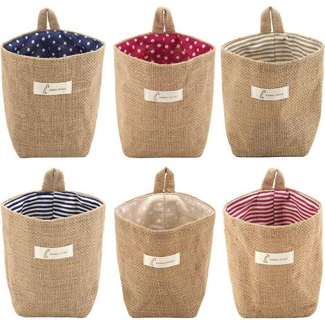 6 Panier De Rangement En Coton Et Lin Pliable Avec Poignée Pour Jouets Maquillage Clés (1/5)