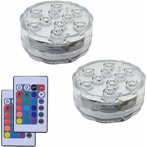 ZOLGINAH Piscine Lumière RGB LED Ampoule Télécommande Sous-Marin Couleur Vase Décor Bouton de Plongée Lumière Aquarium Light Lampes de Réservoir de Poisson (Couleur : Blanche) (1/5)