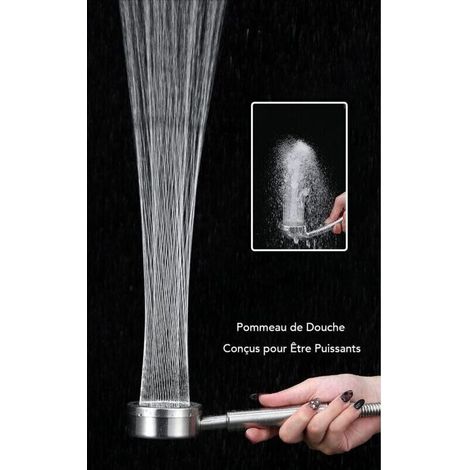 Pommeau Douche Haute Pression en Acier Inoxydable 304 - Economie d'Eau, Installation Facile, Méthode de Jet en Forme de Taille (1/3)