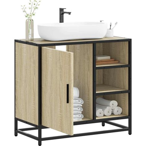 Bathroom Sink Cabinet Sonoma Oak 65x33x60 cm Engineered Wood vidaXL (1/5)