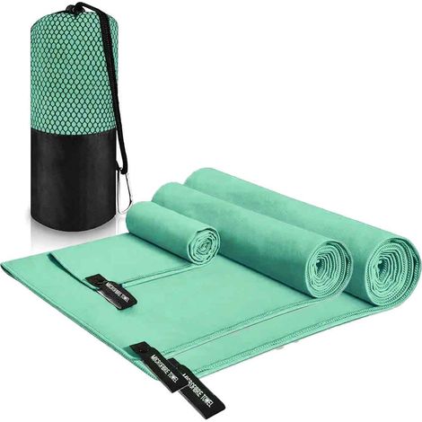 Lot de serviettes en microfibre, séchage rapide, avec sac de transport, pour sport, voyage et plage (1/5)