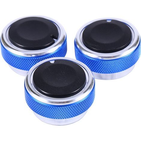 Bouton de climatisation de voiture en plastique et aluminium, 3 pièces, interrupteur de commande de chauffage de climatisation de remplacement pour Ford Blue (1/5)