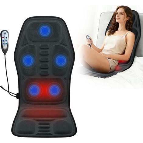 Coussin de massage électrique multifonction pour tout le corps, 5 zones de vibration (épaules, nuque, dos, lombaires, hanches), tissu peluche, 115 × 50 × 2 cm, avec fonction chauffante.