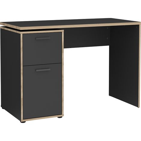 Jugendzimmer Schreibtisch in anthrazit matt mit Eiche Kante EMPOLI-10, B/H/T ca. 110,6/75,2/50,3 cm (1/4)