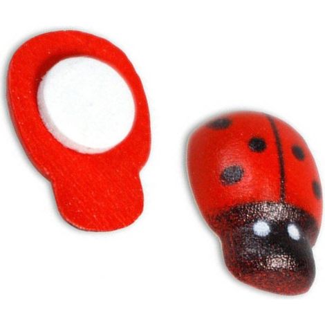 TrAdE Shop Traesio - Coccinelle Portafortuna Adesive In Legnoper Decorazione Bomboniere Bigliettini - (1/3)