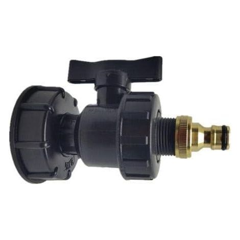 Adaptateur IBC, raccords de réservoir- Kits de raccords d'eau pour sortie de tuyau barbelé (S60 x 6 + valve + raccord de 1,9 cm) (1/3)
