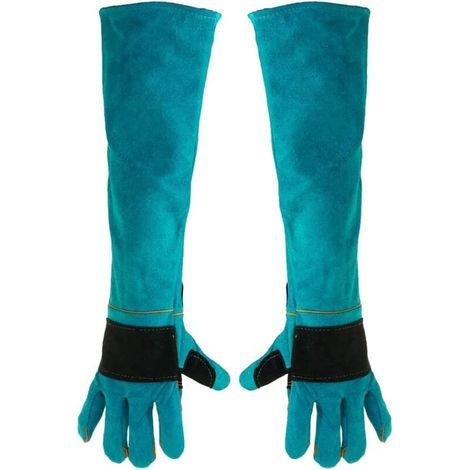 Gants de soudeur 60 cm en cuir de vachette – Résistants à la chaleur et à la perforation – Protection avant-bras – Pour soudage et manipulation d'objets chauds (1/5)