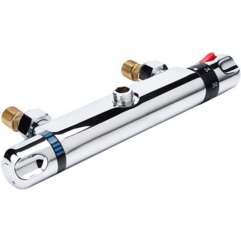 Thermostatic Bath Faucet Chrome Brass Shower Double Handle Hot Cold Mixer Tap Wall Mounted Faucet (1/4)