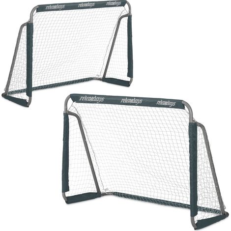 Relaxdays Football Goals, Set of 2, Garden Play Equipment, Kids & Adults, HWD 110 x 150 x 75 cm, Metal, Goalposts, Grey (1/5)