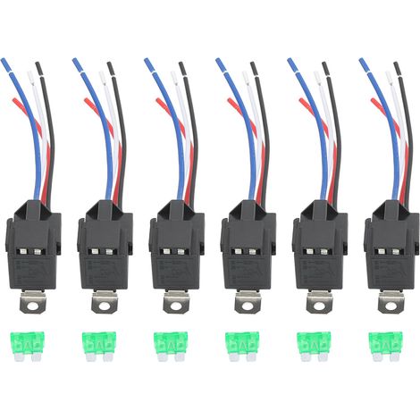 Relais électroniques auto 30A/12VDC avec fusible de sécurité, contact normalement ouvert, lot de prises (1/5)