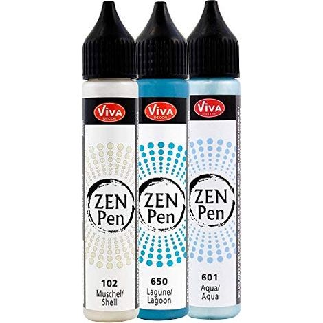 VIVA DECOR KIT ZEN PEN (BORD DE MER, 2X28ML) STYLO À PERLE 3D - STYLOS À PERLES POUR CRÉER DES POINTS DE COULEUR EN 3D, BOIS, TO