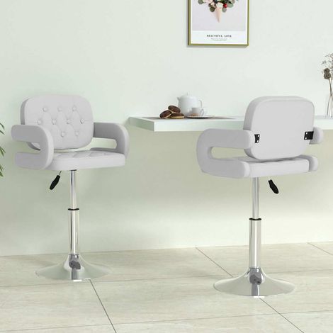 vidaXL Sillas de comedor giratorias 2 unidades cuero sintético blanco (1/5)