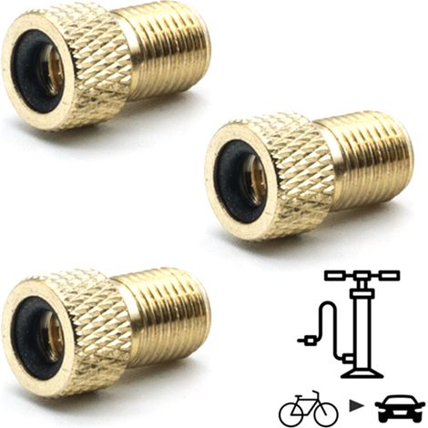 3 Fahrradventil-Adapterspitzen für DV- und SV-Ventile (Dunlop und französisch) auf AV-Ventile (Autoventile) mit Ring (1/4)