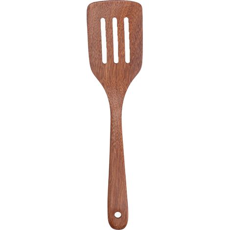 Spatule en Bois Naturel à Long Manche avec Trou Rond, Accessoire de Cuisine Suspendu pour Poêle Anti-Adhésive (1/5)