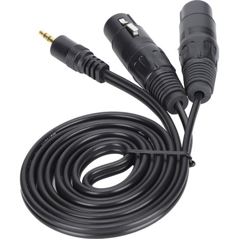 Cable Microphone Femelle XLR - 3,5 mm Vers Double XLR - Pour Microphone À Condensateur - 1 Pièce (1/5)