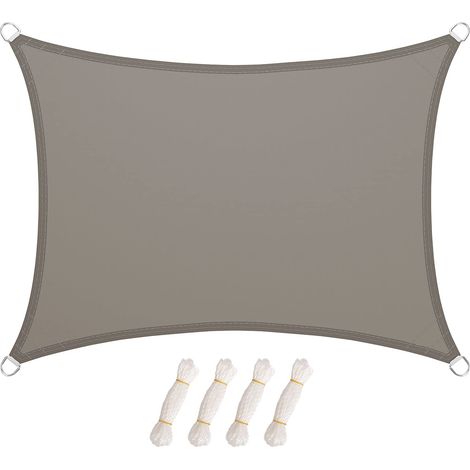 Voile d'ombrage Imperméable Rectangulaire 3x4m, Toile Ombrage UV Protection, pour Patio Jardin, Terrasse, Extérieur, Balcon - Kaki (1/5)