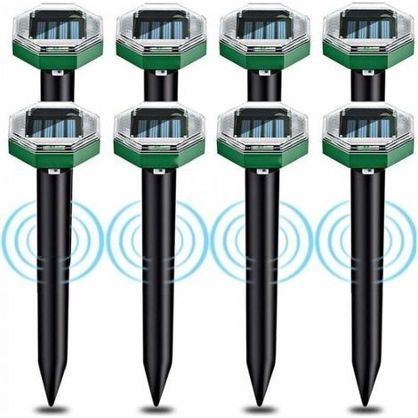 8-teiliges Solar-Ultraschall-Maulwurfsabwehrset, IP65 wasserdicht, geeignet für den Einsatz in Gärten, auf Terrassen und Rasenflächen zur Maulwurfsabwehr (1/5)