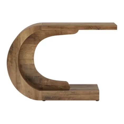 Mesa consola en C de madera ingeniería marrón rústico 110 x 35 x 75 cm (1/5)