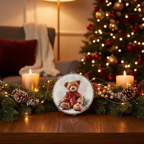 Tamburello natalizio "Dolce Teddy" per decorazioni natalizie, da 10 cm (1/4)