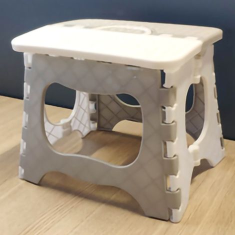 Tabouret pliant multifonction Tabouret marche plastique PP compact léger 23x18x20cm gris blanc pour camping pêche jardin